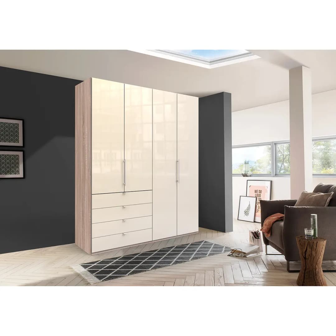 Falttürenschrank I 236cm Schublade links Braun/Eiche Sägerau | Braun