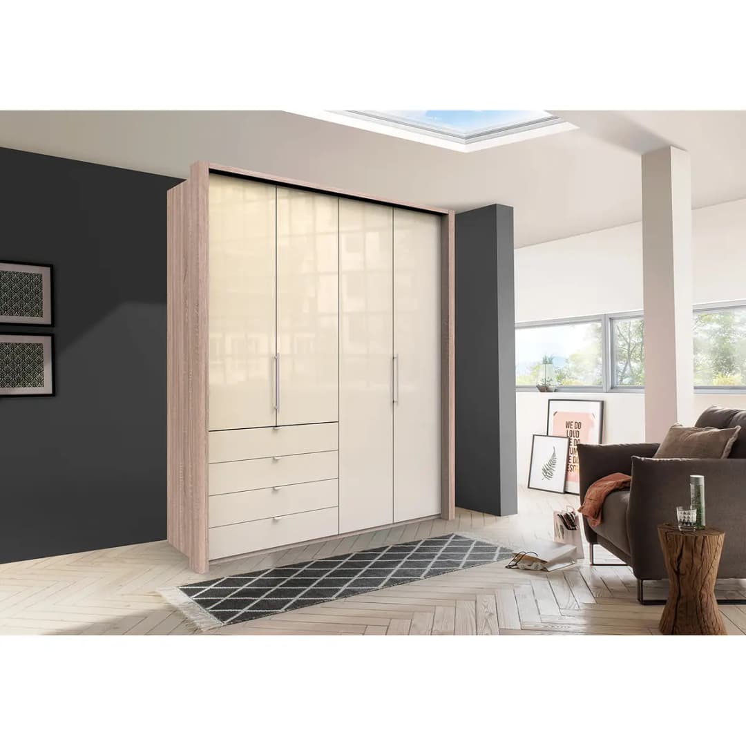 Falttürenschrank I 236cm Schublade links Braun/Eiche Sägerau | Braun