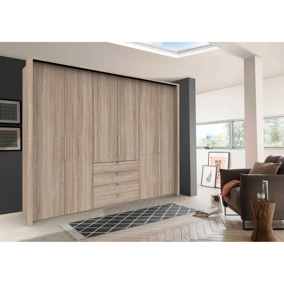 Falttürenschrank III 236cm Braun/Eiche Sägerau Dekor ohne | Braun