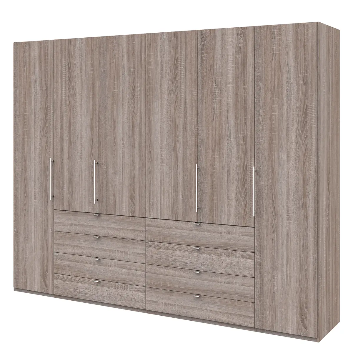 Falttürenschrank IV 300 x 236cm Schublade mittig | Braun