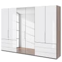 Falttürenschrank V 216cm Braun/Grau/Trüffeleiche Dekor/Glas Weiß