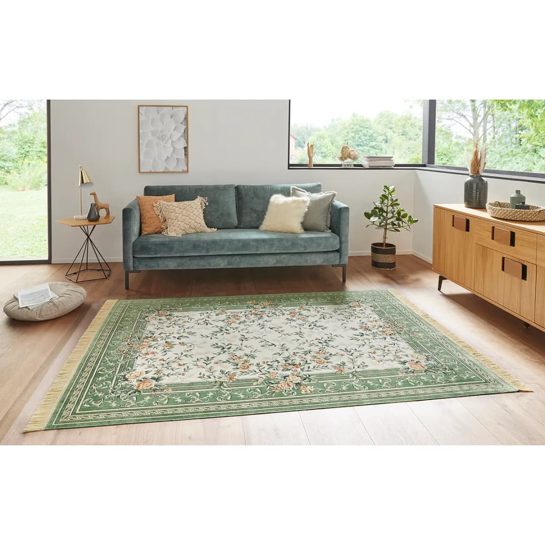 Kurzflorteppich Antik Flowers Grün/Grün 195 x 300cm | Grün
