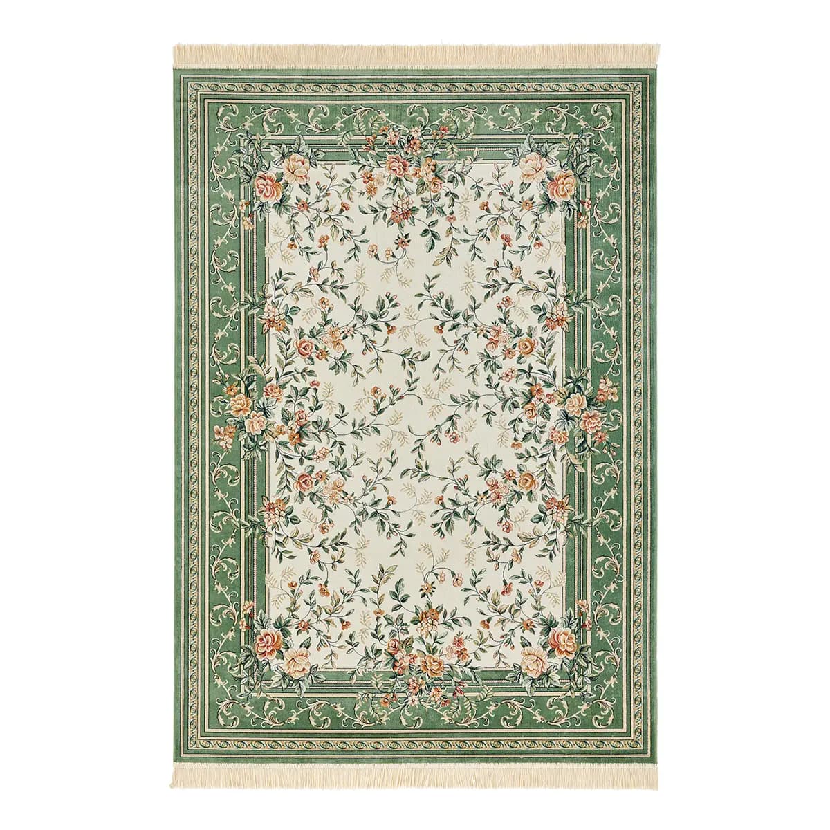 Kurzflorteppich Antik Flowers Grün/Grün 195 x 300cm | Grün