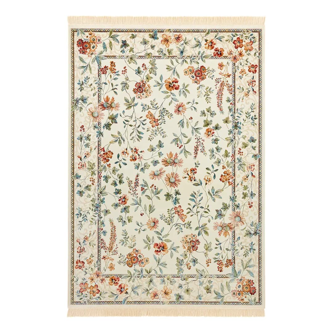 Kurzflorteppich Oriental Flowers Beige/Creme 95 x 140cm | Beige