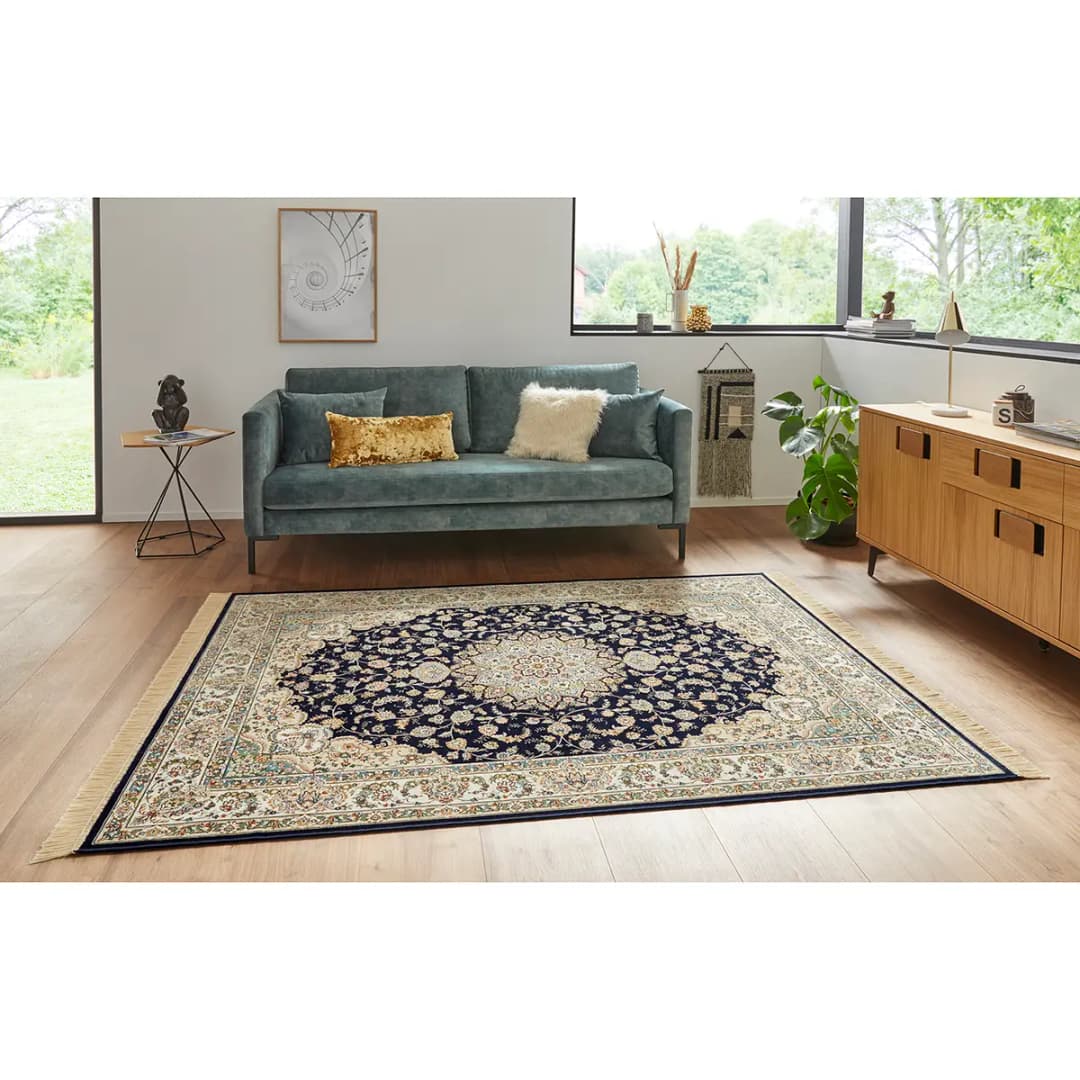Kurzflorteppich Antik Nain Multicolor/Dunkelblau 160 x 230cm