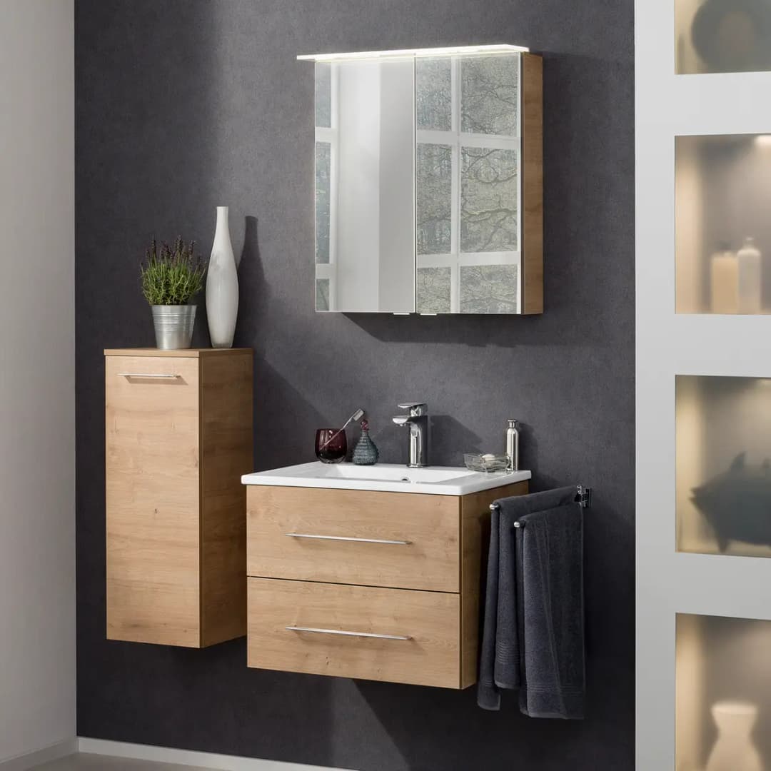 Waschtisch Perfekt 62cm Braun Asteiche Dekor | Braun
