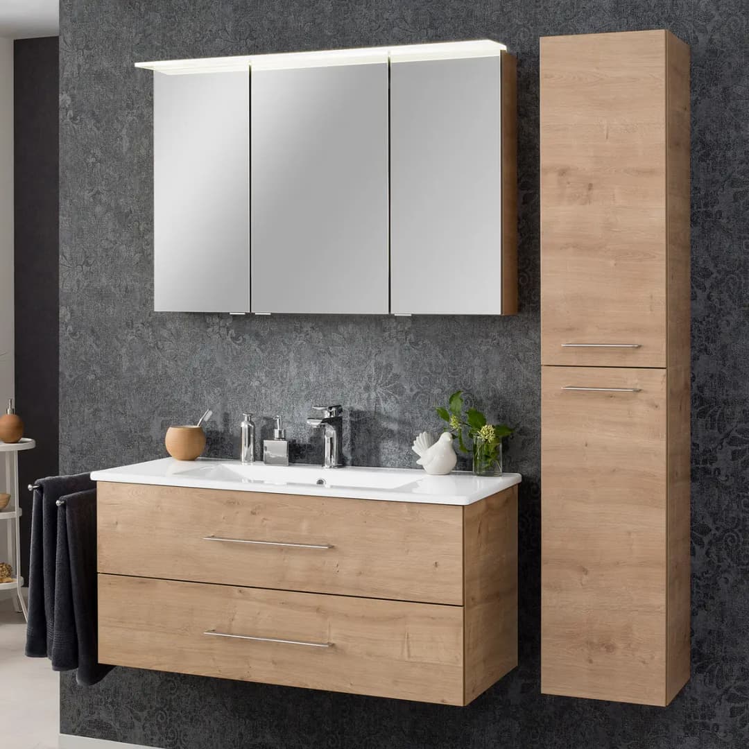 Spiegelschrank Perfekt 100cm Braun/Asteiche Dekor | Braun