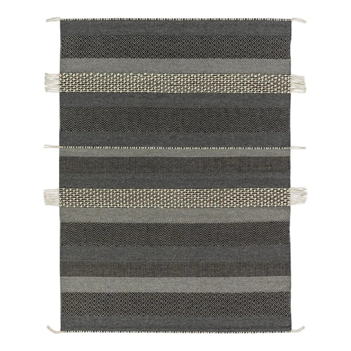Teppich Botana III Grau/Dunkelgrau 140 x 200cm Wolle | Grau