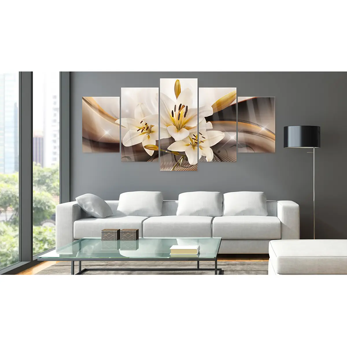 Acrylglasbild Shiny Lily | Braun