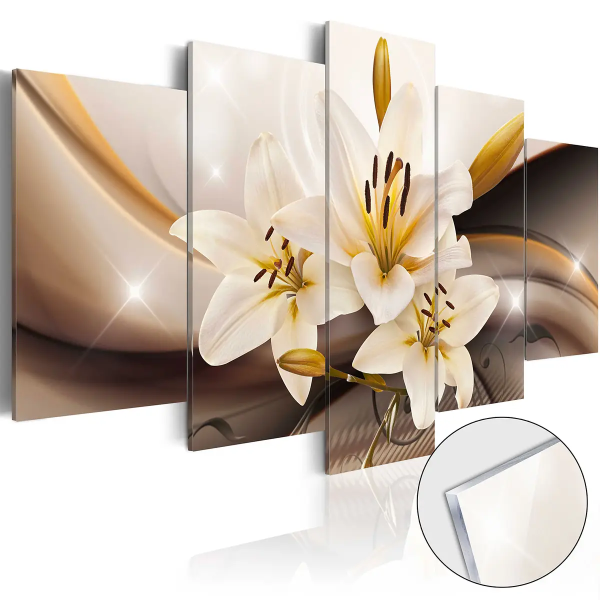 Acrylglasbild Shiny Lily | Braun