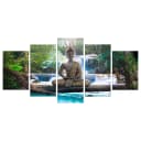 Wandbild Buddha and Waterfall | Braun