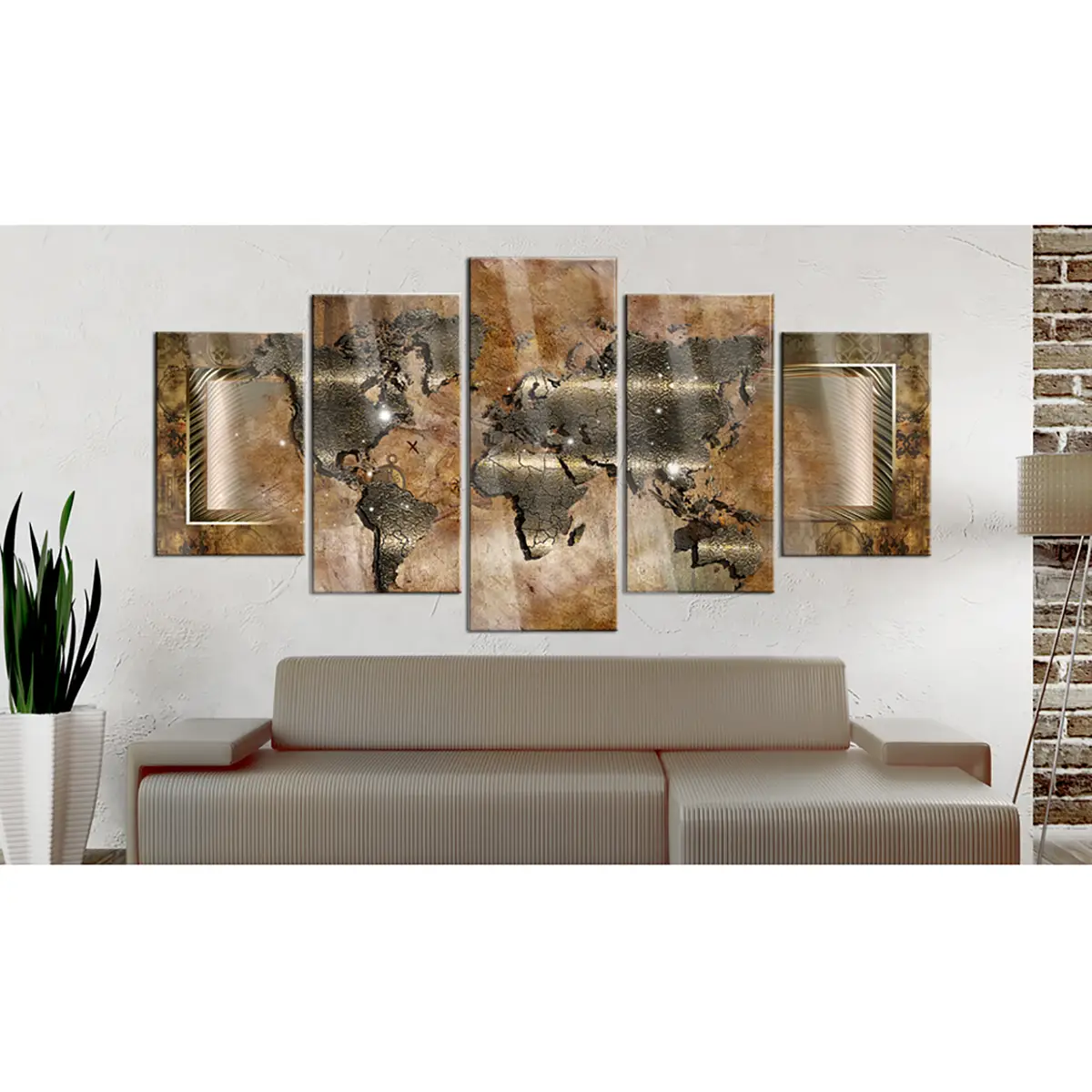 Acrylglasbild Steel Map Acrylglas Gold 100 x 50cm | Gold