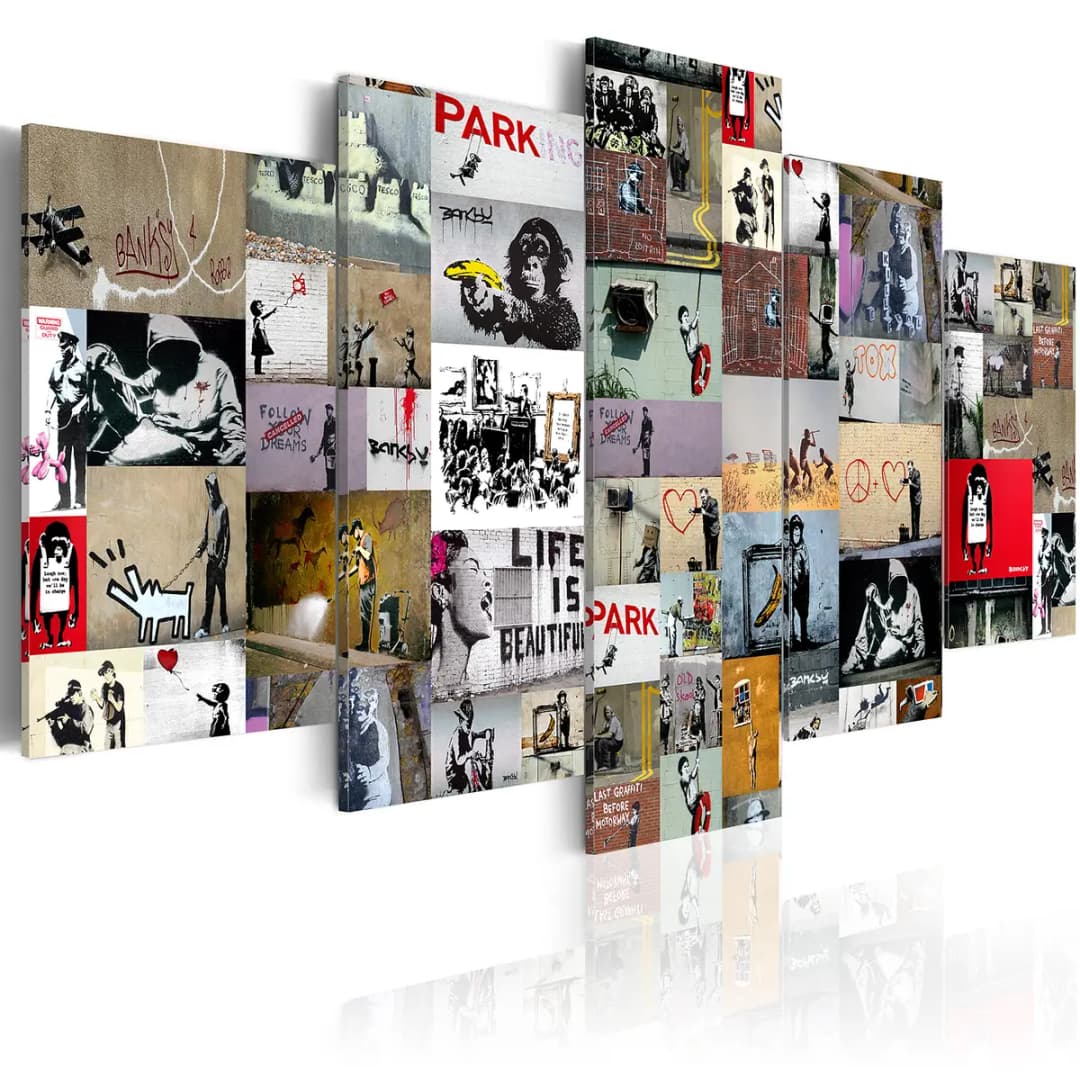 Wandbild Art of Collage Bansky IV | Mehrfarbig