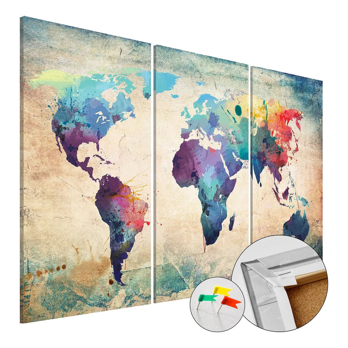 Korkbild Rainbow Map | Mehrfarbig