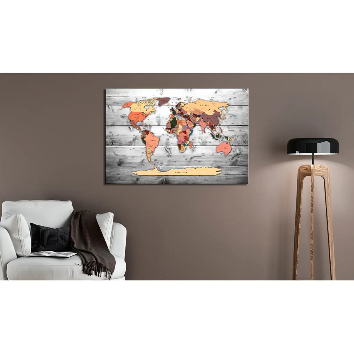 Korkbild Direction World | Grau