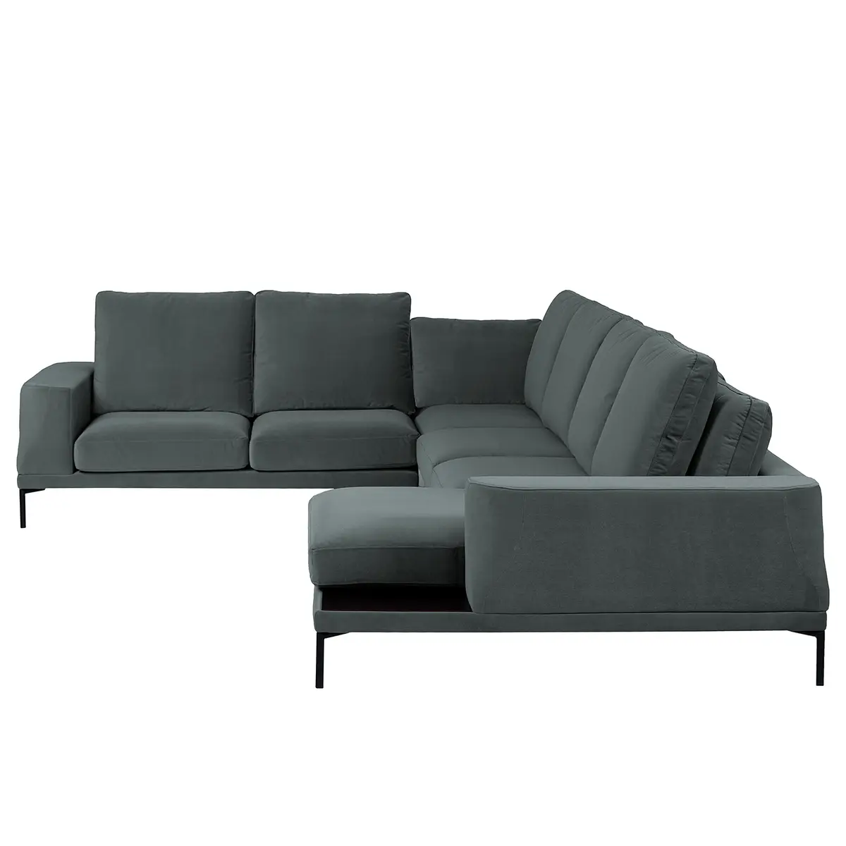 Wohnlandschaft Grau/Grau Samt Vaia | Grau