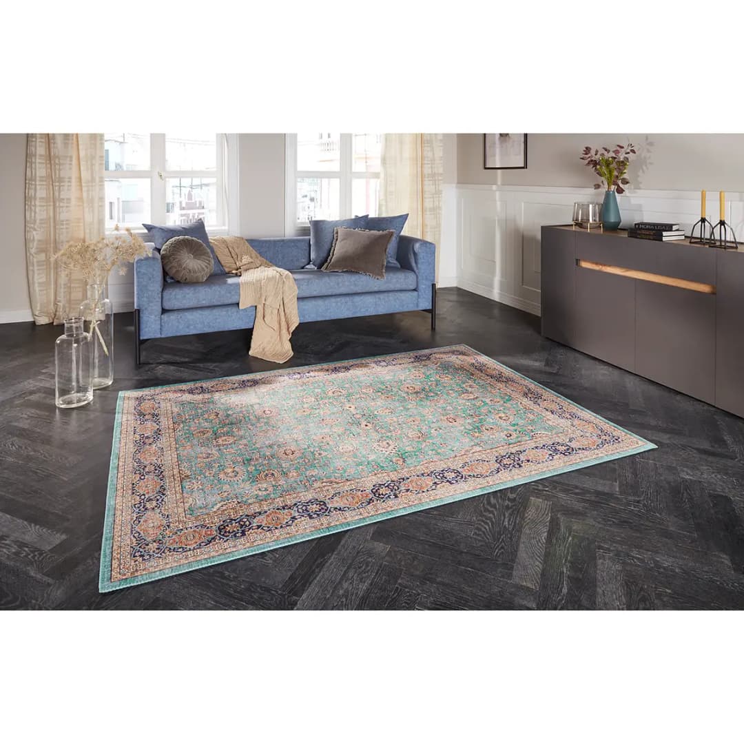 Teppich Keshan Maschad Türkis/Türkis 160 x 230cm | Türkis