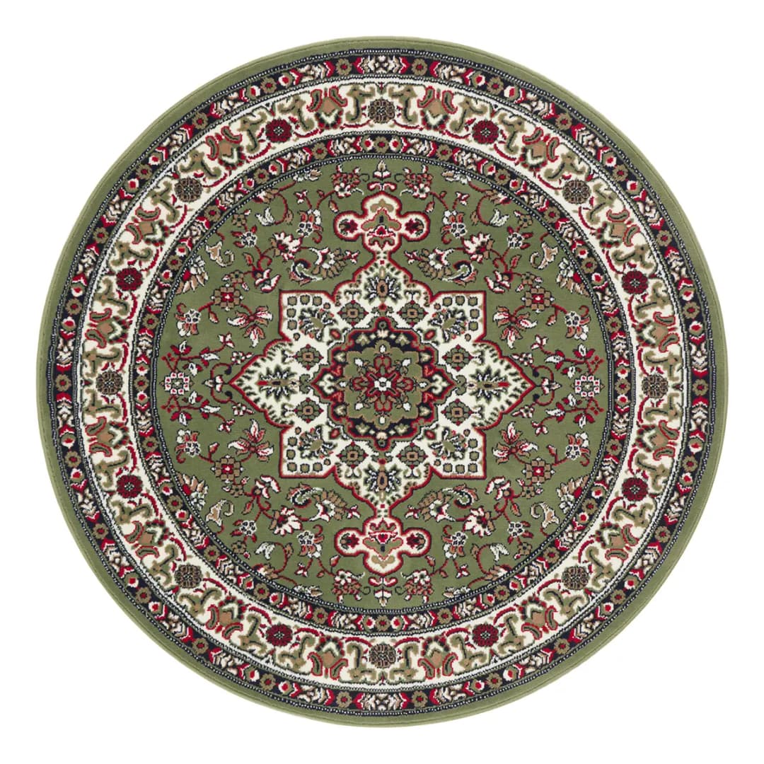 Kurzflorteppich Parun Täbriz II Grün/Grün Ø 160cm | Grün
