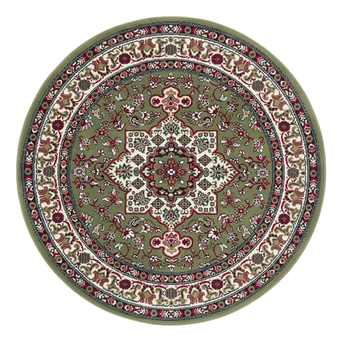 Kurzflorteppich Parun Täbriz II Grün/Grün Ø 160cm | Grün