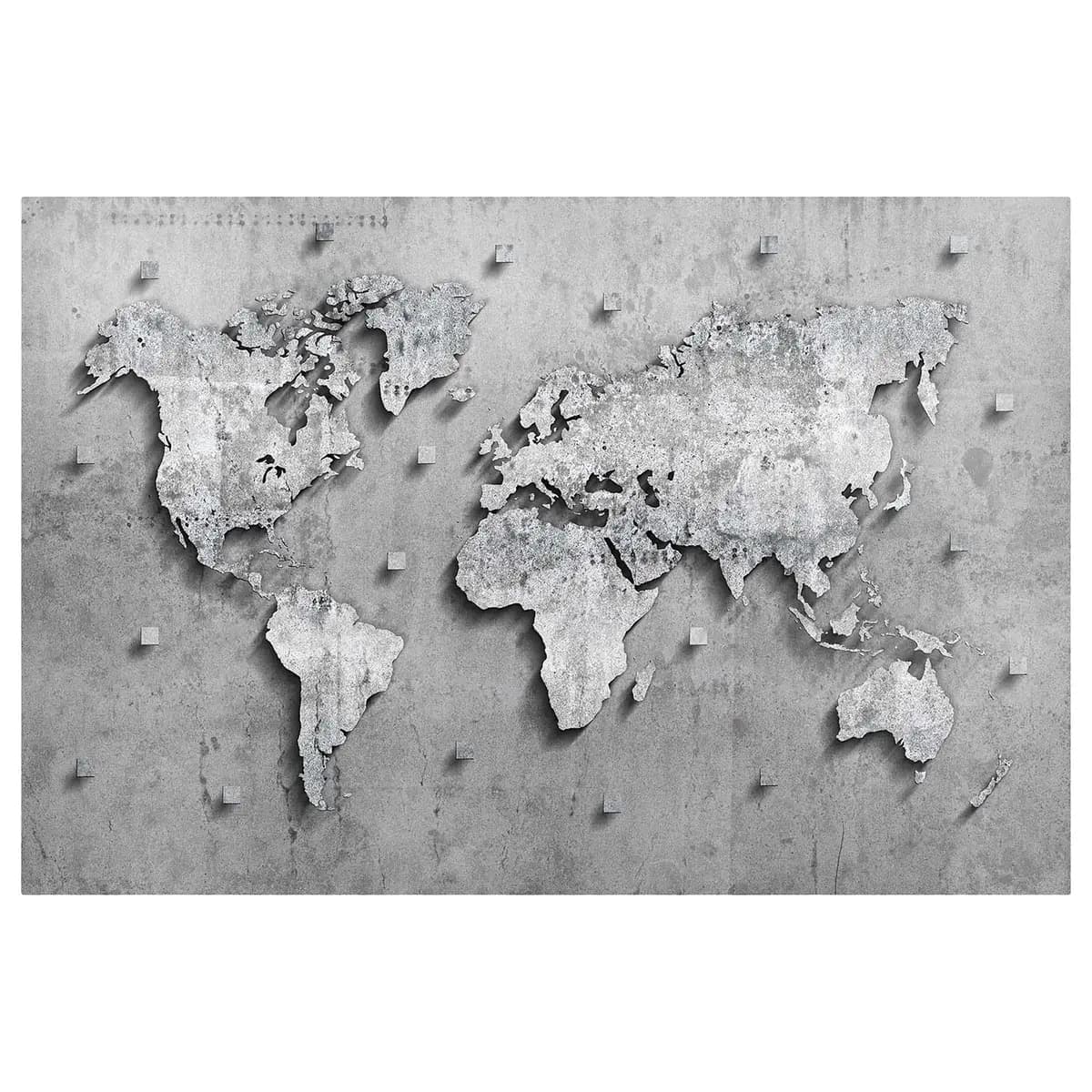 Magnettafel Beton Weltkarte | Grau