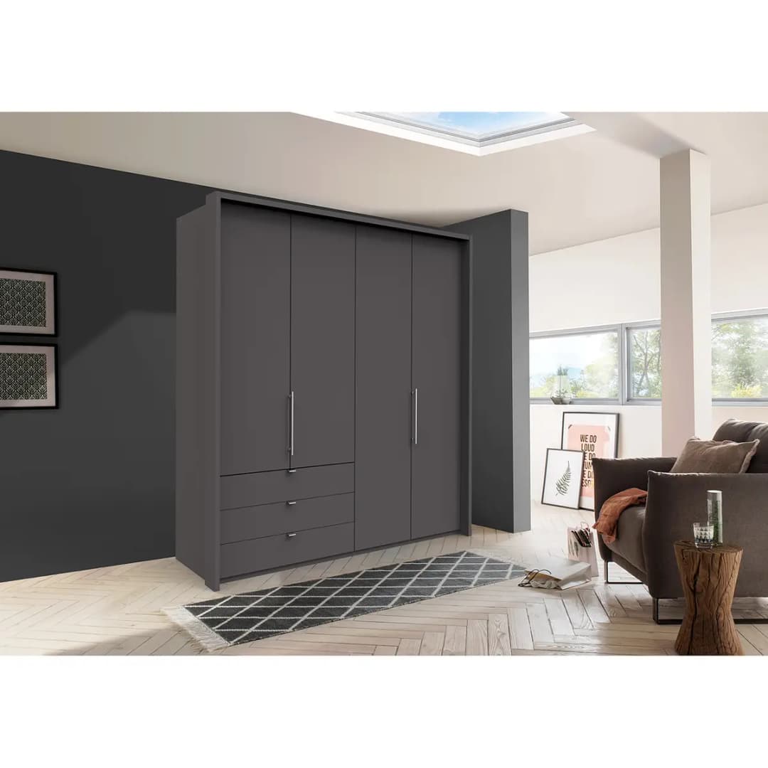 Falttürenschrank I 216cm Schublade links Braun/Havanna | Braun