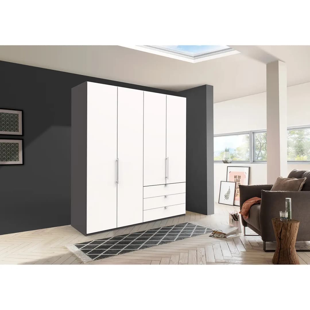 Falttürenschrank I 216cm Schublade rechts | Braun