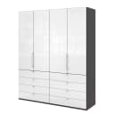 Falttürenschrank II 200 x 236cm Braun/Havanna/Glas Weiß | Braun