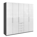 Falttürenschrank VI 236cm Braun/Havanna/Glas Weiß | Braun