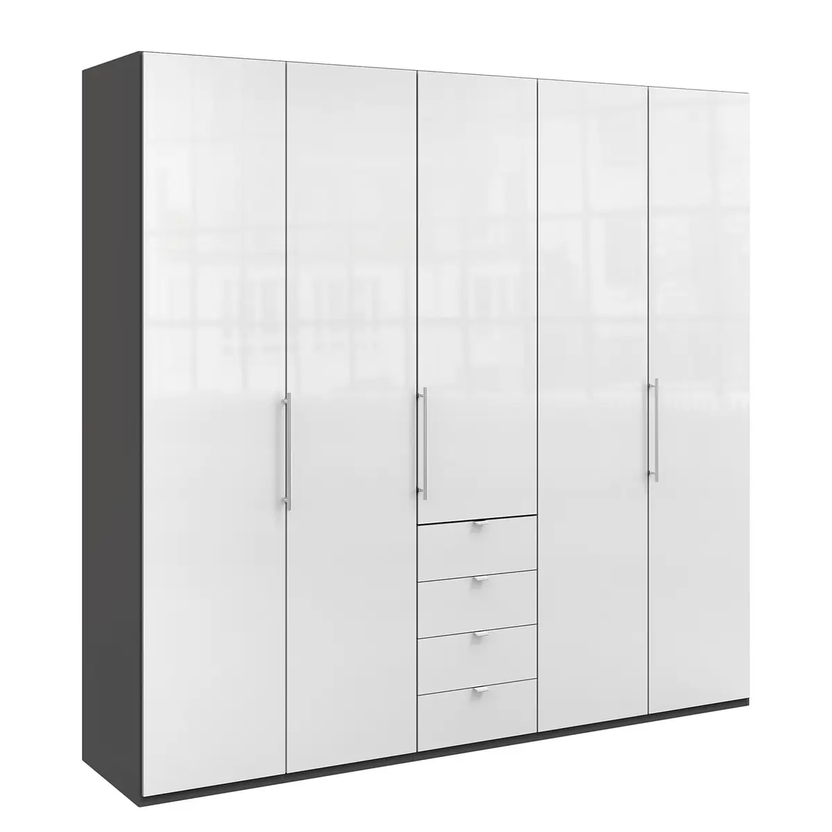 Falttürenschrank VI 236cm Braun/Havanna/Glas Weiß | Braun