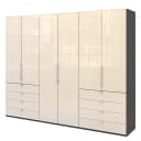 Falttürenschrank IV 300 x 236cm Schublade außen | Braun