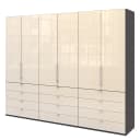 Falttürenschrank II 300 x 236cm Braun/Havanna/Glas Magnolie | Braun