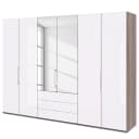 Falttürenschrank III 216cm Braun/Havanna/Glas Weiß 2 Spiegeltüren