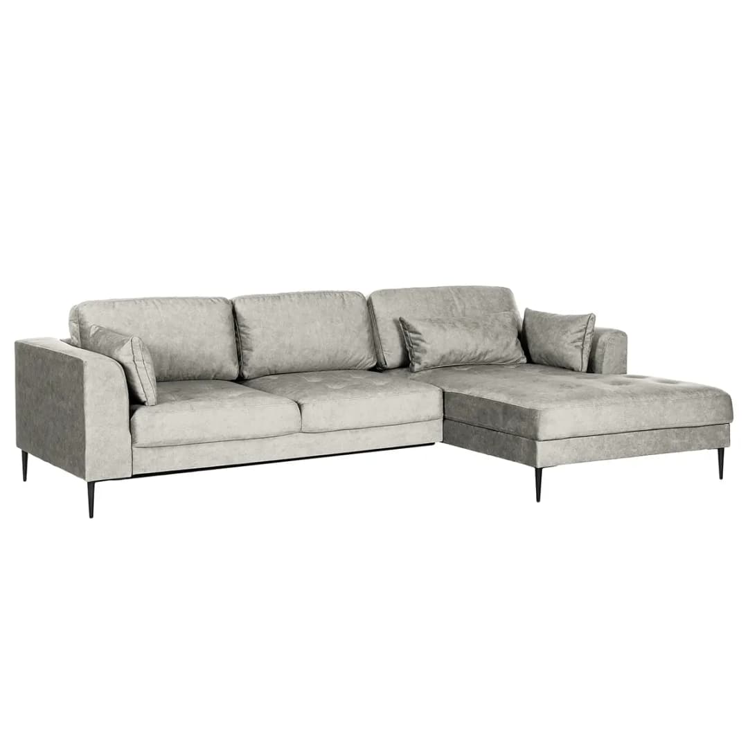 Ecksofa mit Longchair Grau Microfaser Cori | Grau