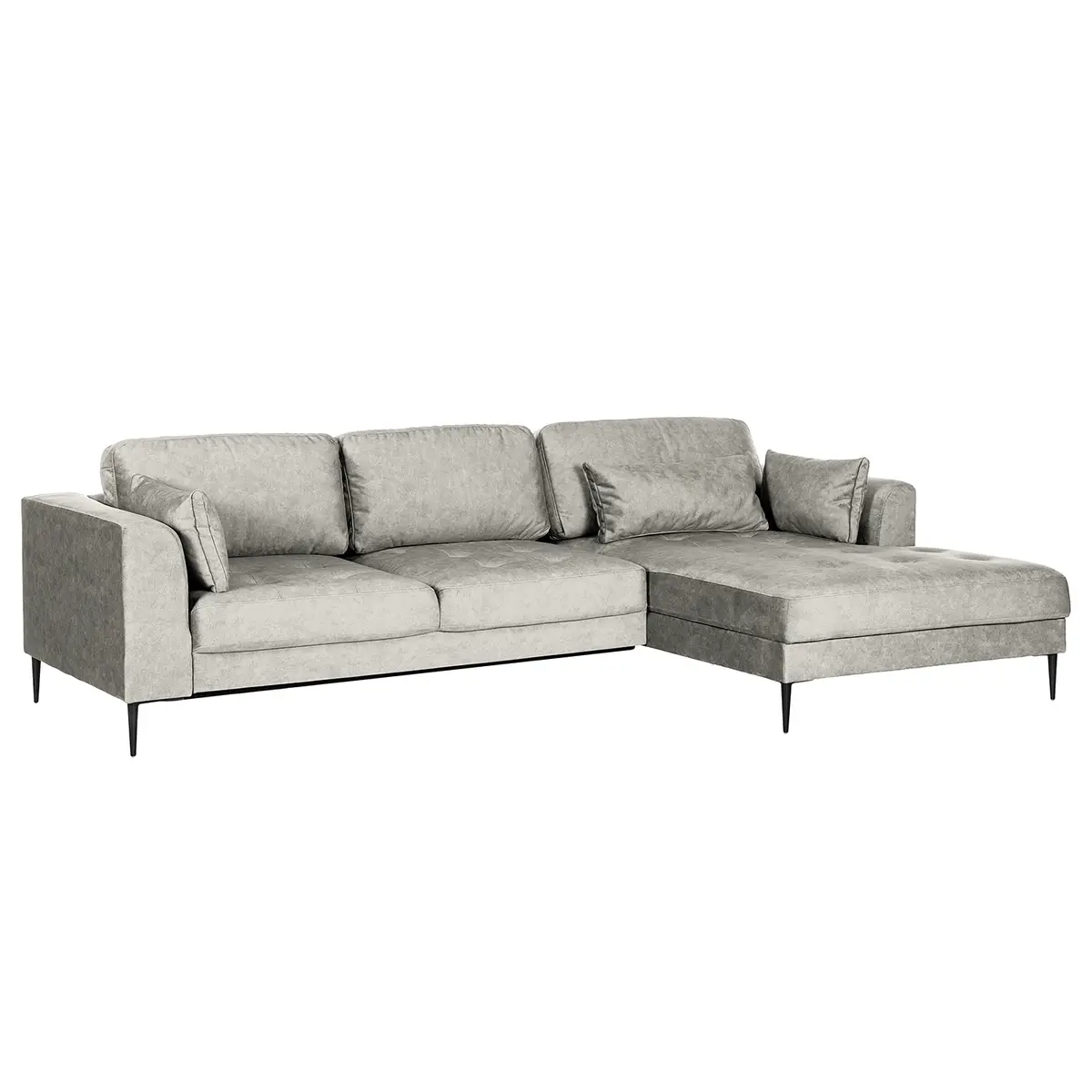 Ecksofa mit Longchair Grau Microfaser Cori | Grau
