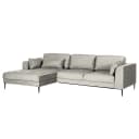 Ecksofa mit Longchair Grau/Hellgrau Microfaser Cori | Grau