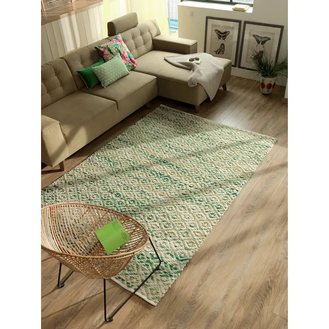 Wollteppich Smooth Comfort Diamond Grün/Grün 85 x 155cm | Grün
