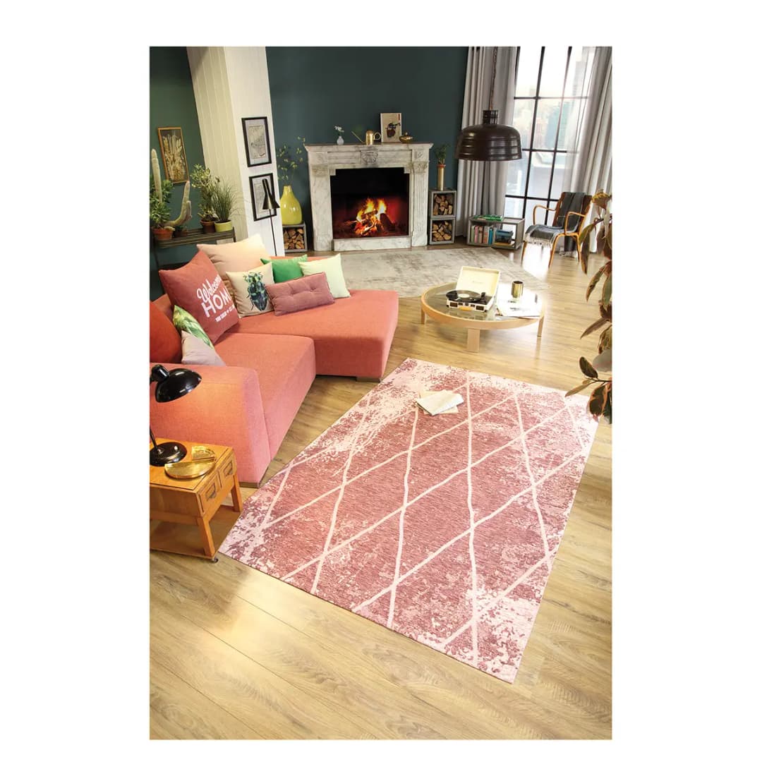 Fine Lines Teppich | Rosa