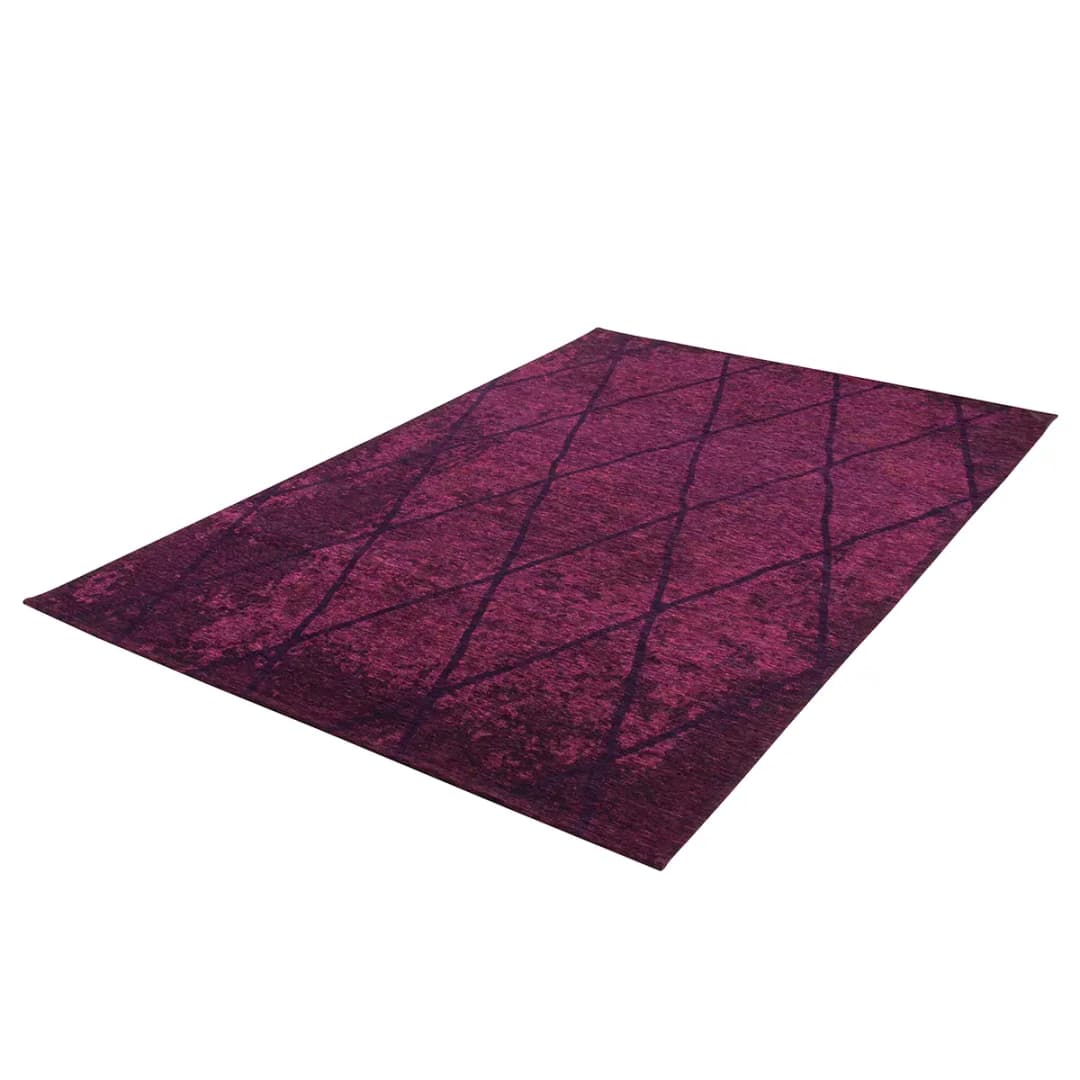 Kurzflor-Teppich Fine Lines Pink/Beere 80x150cm | Mehrfarbig