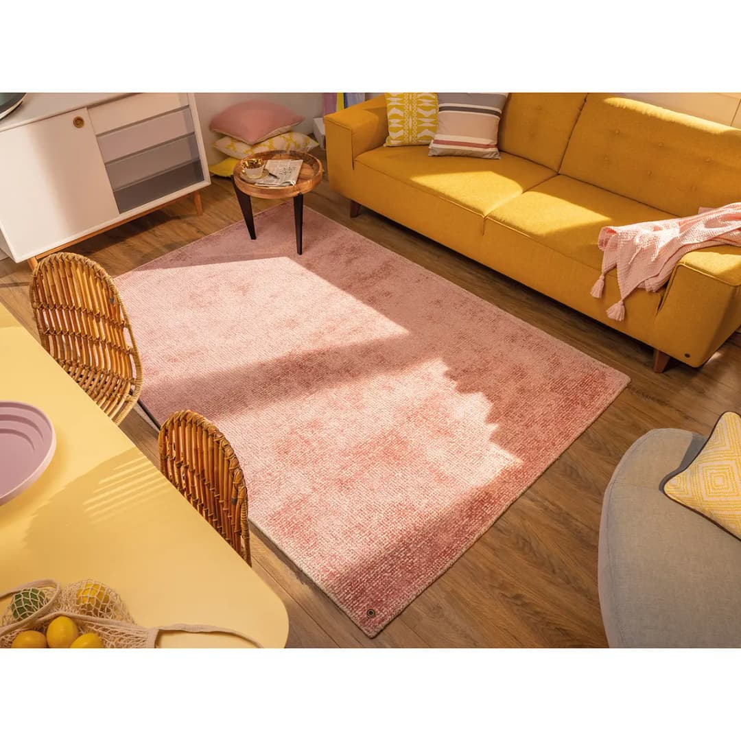 Wollteppich Groove I Pink/Rosa 85 x 155cm Mischgewebe | Rosa
