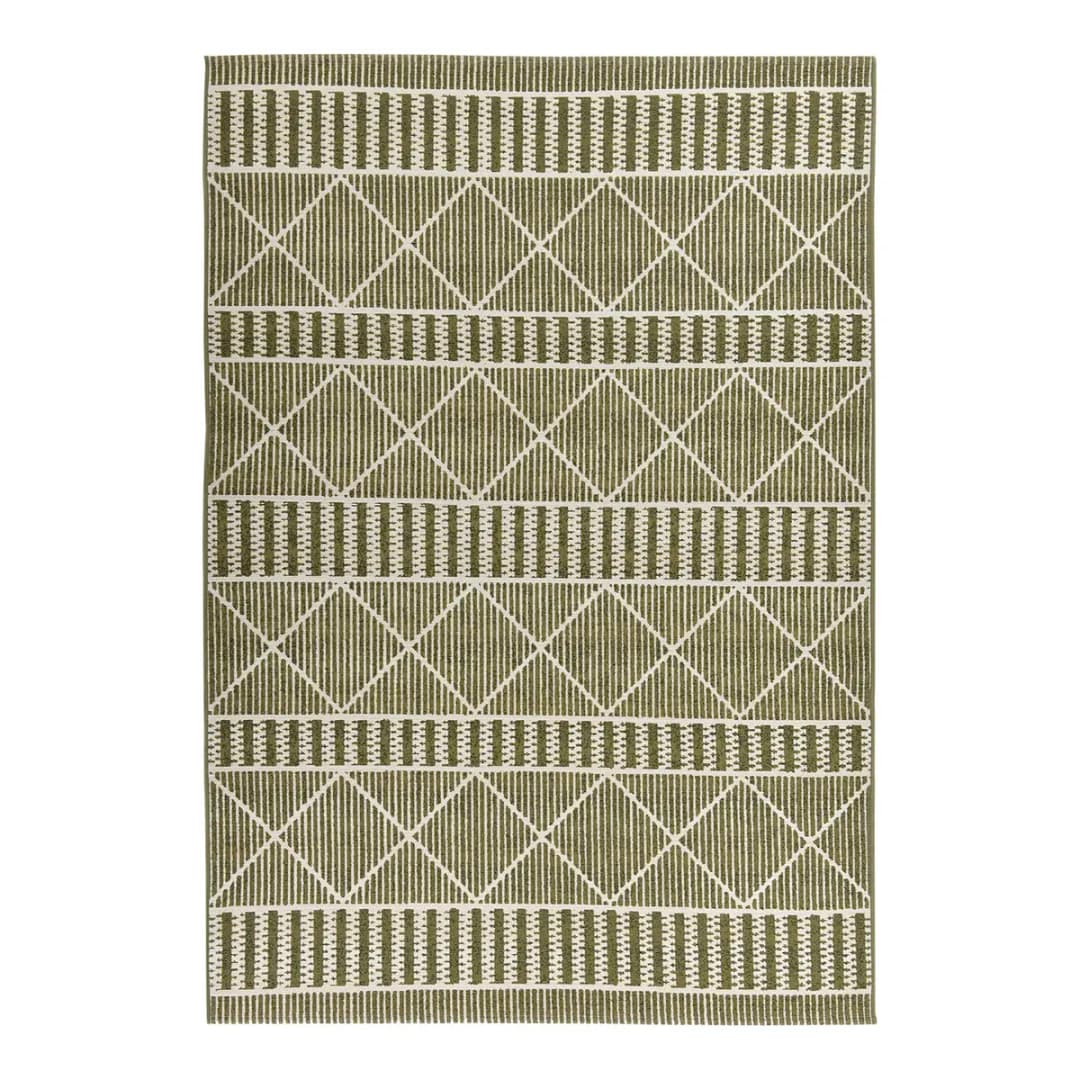 Outdoorteppich Funky Geometric Grün/Grün Webstoff 80 x 165cm