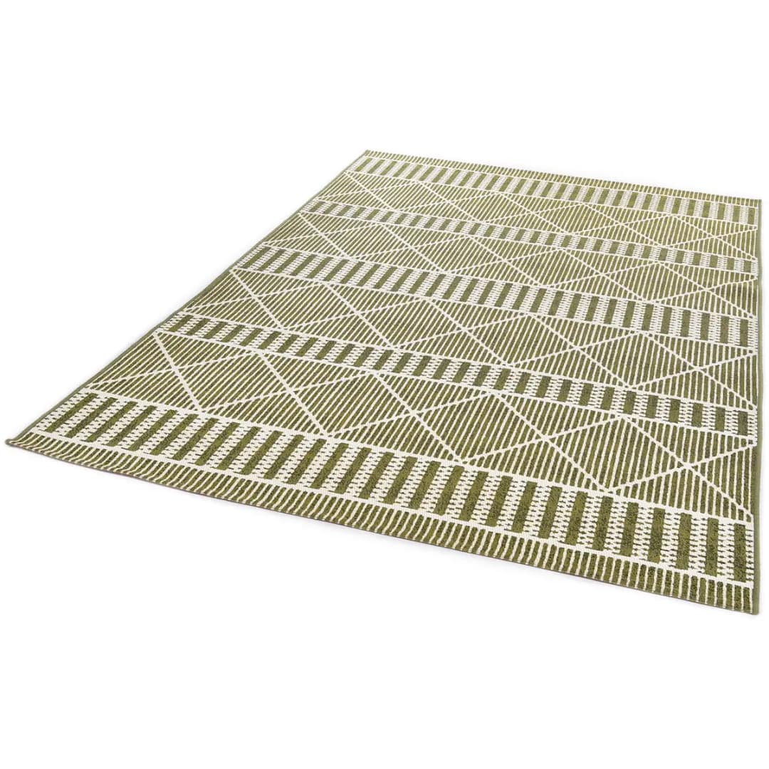 Outdoorteppich Funky Geometric Grün/Grün Webstoff 80 x 165cm