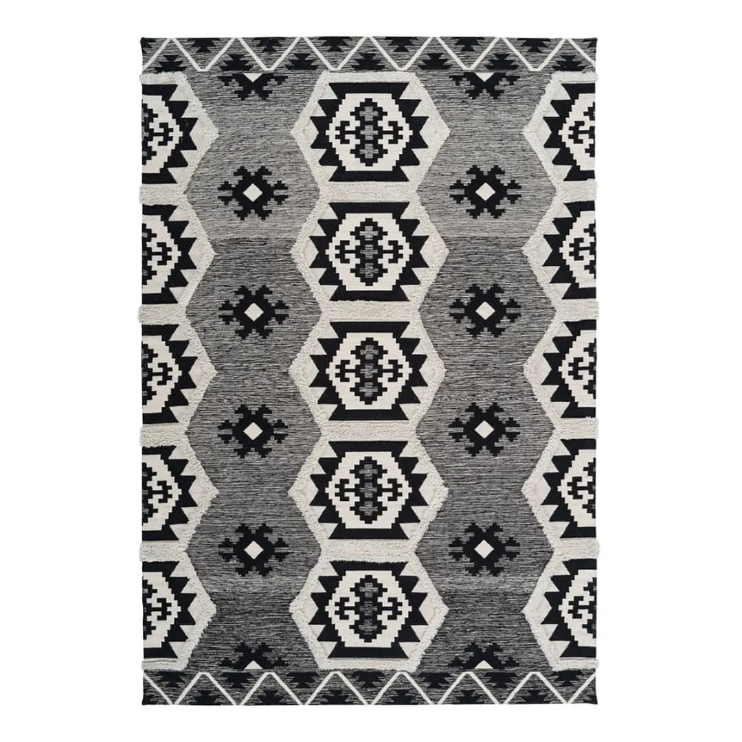 Kurzflorteppich Ethnie 300 Grau 200 x 290cm | Grau