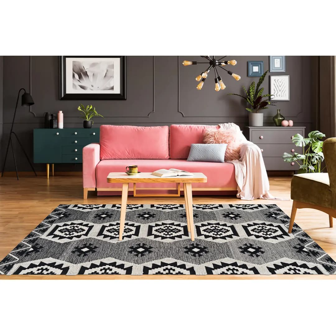 Kurzflorteppich Ethnie 300 Grau 200 x 290cm | Grau
