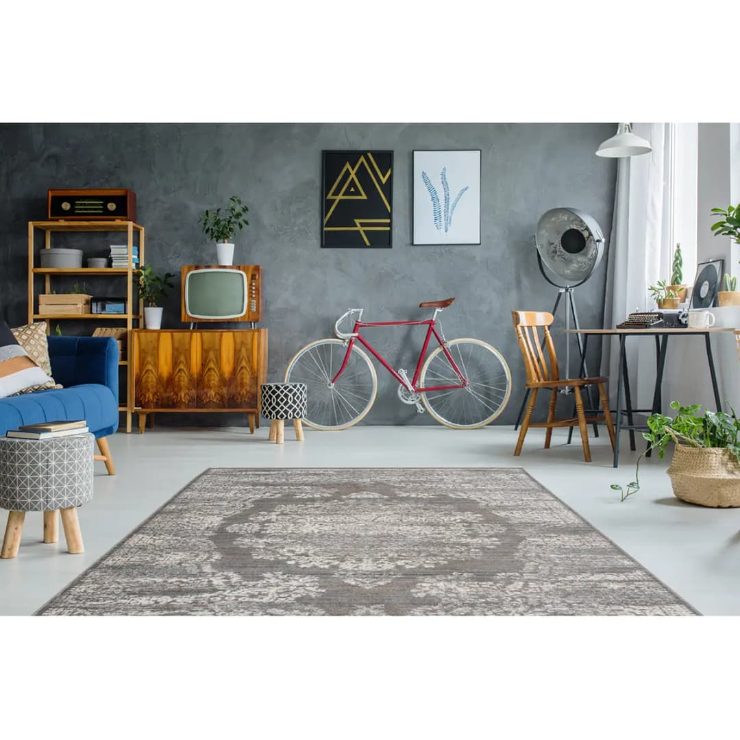 Kurzflorteppich Baroque 800 Grau | Grau