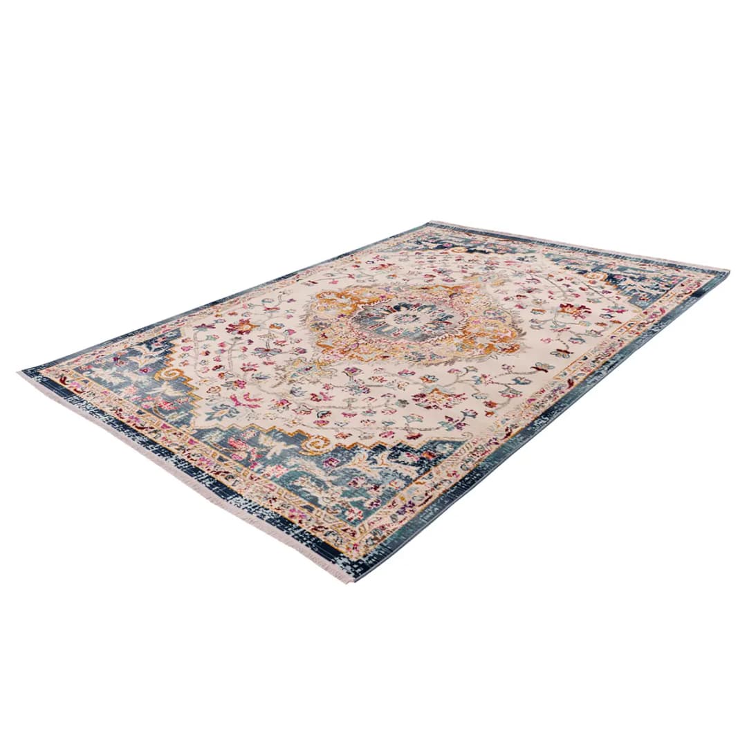 Kurzflorteppich Anouk 1025 Blau/Weiß 120 x 170cm Webstoff