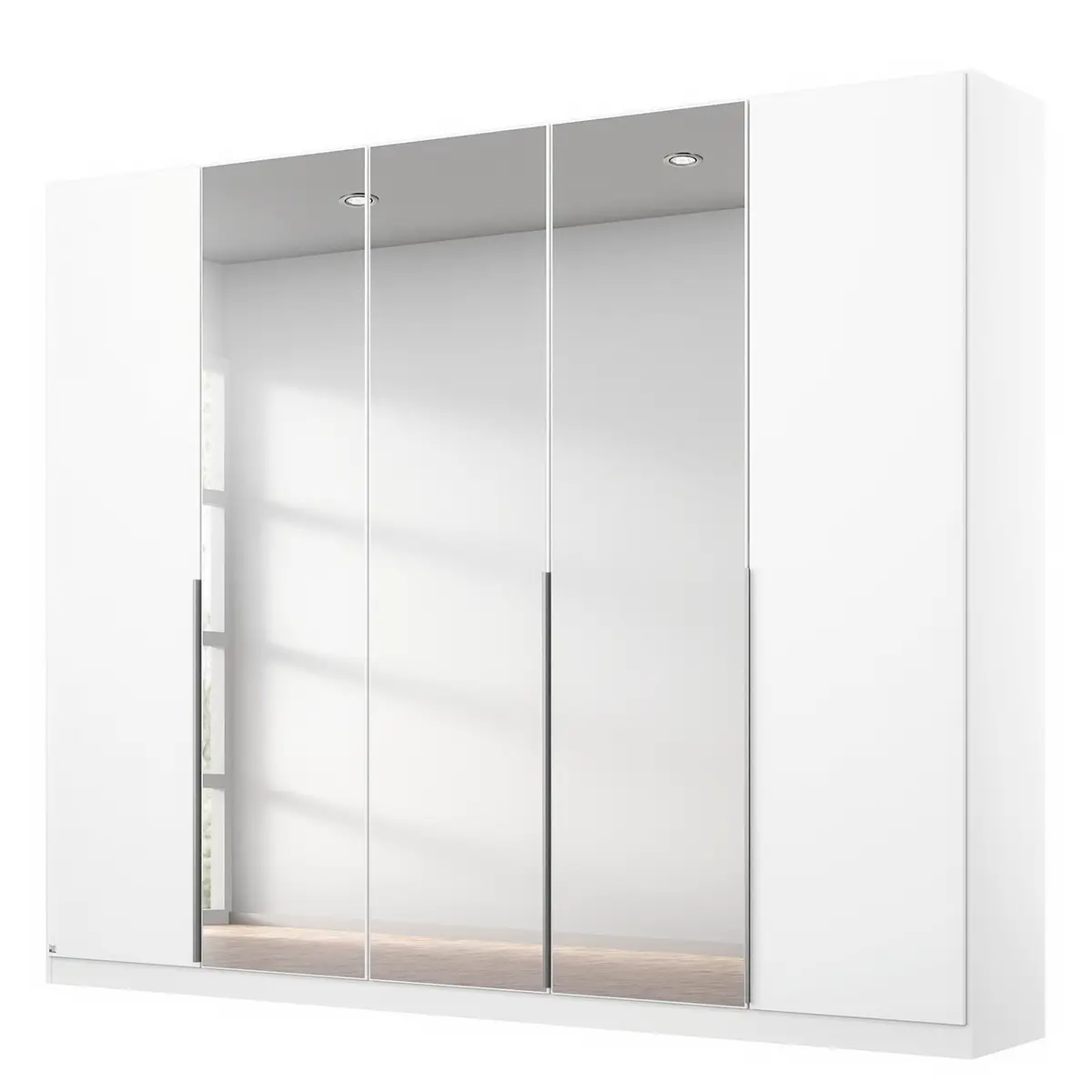 Drehtürenschrank Alabama 226 x 229cm Weiß/Alpinweiß Basic Aluminium