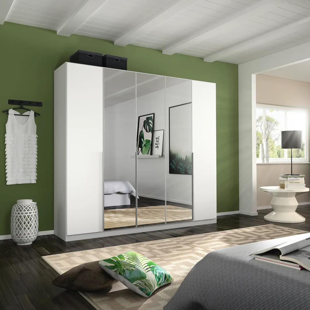 Drehtürenschrank Alabama 226 x 229cm Weiß/Alpinweiß Basic Aluminium