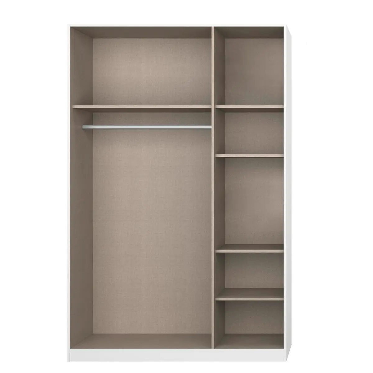 Drehtürenschrank Alabama 136 x 210cm Weiß/Alpinweiß Classic Aluminium