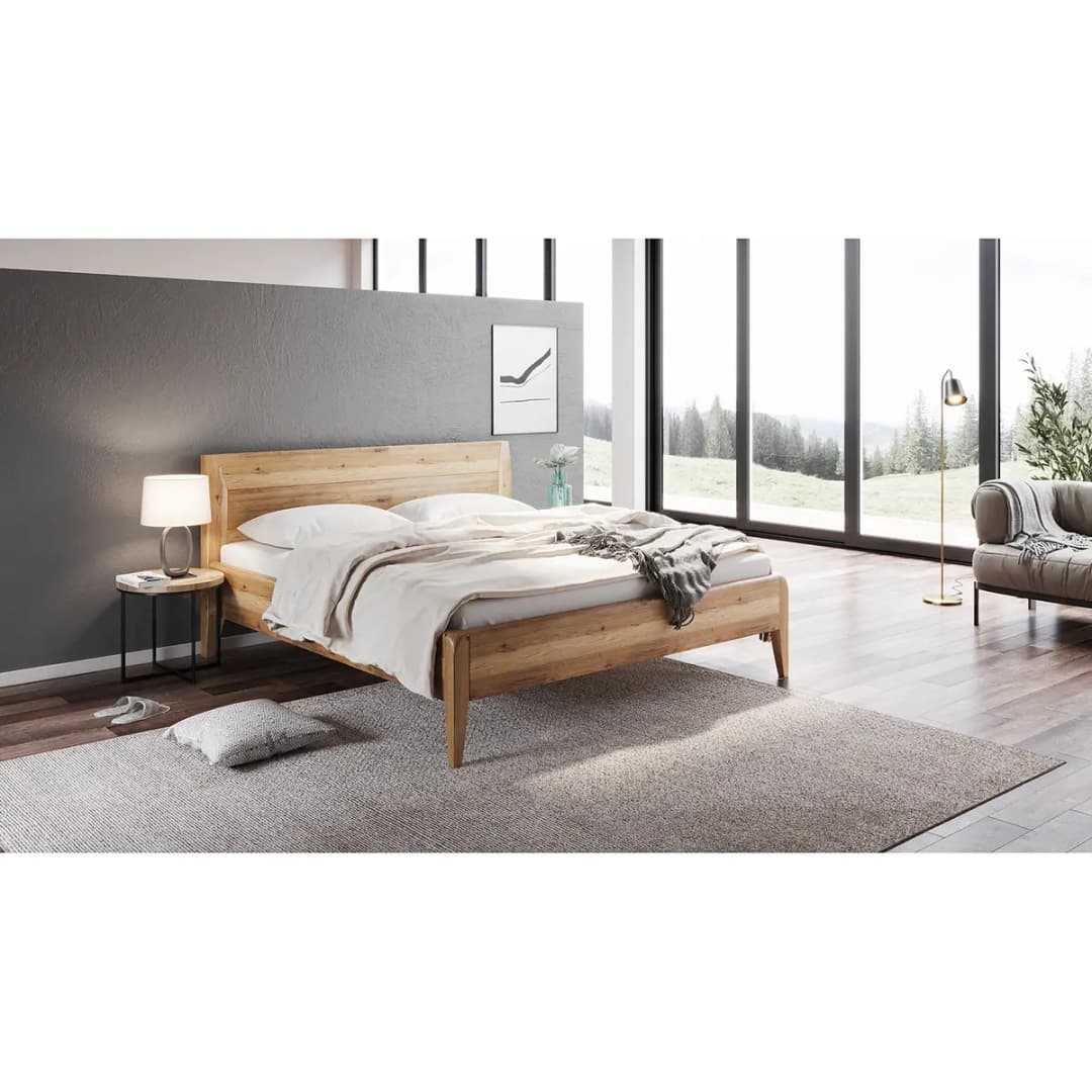 Massivholzbett Tanville 160 x 200cm Wildeiche Braun | Braun