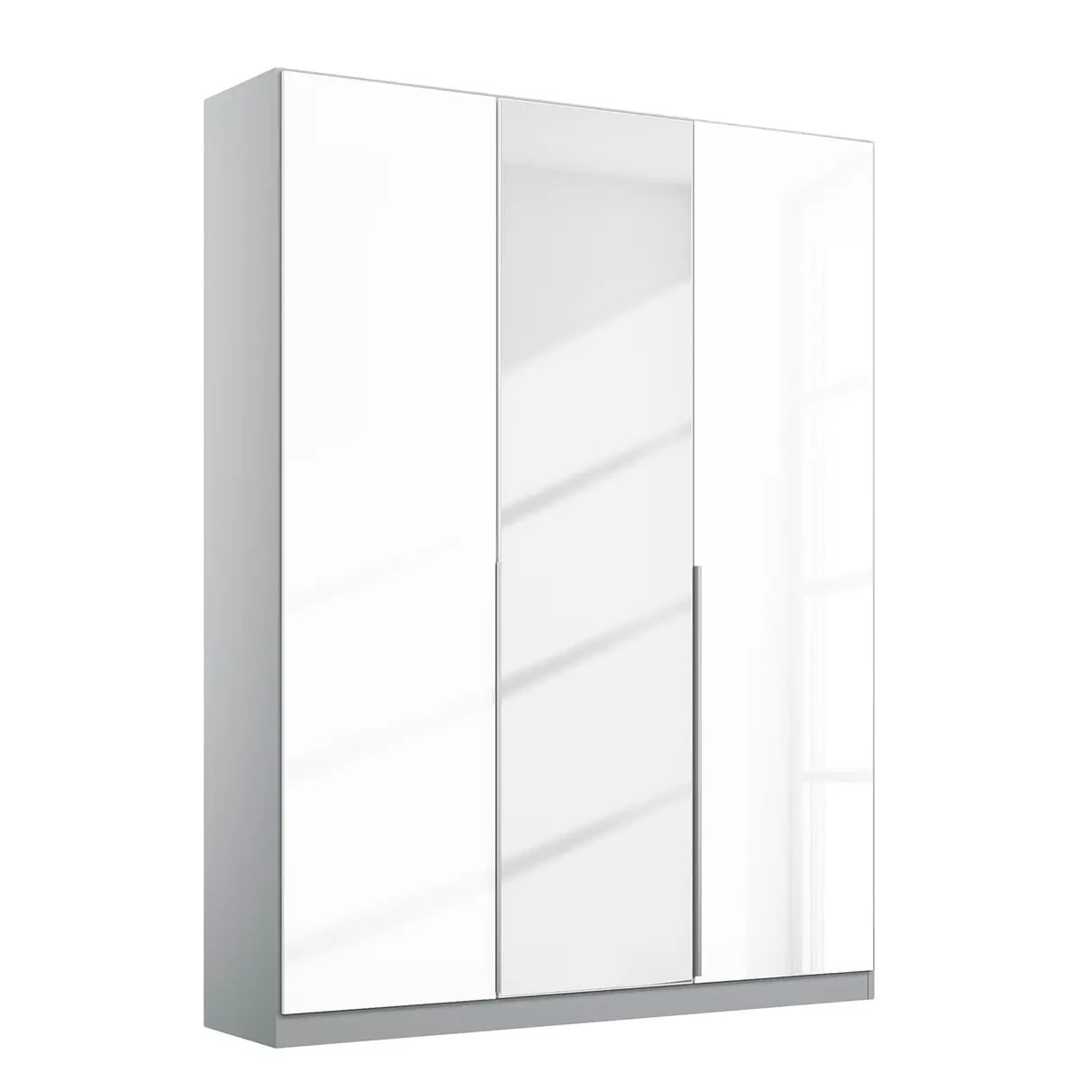 Drehtürenschrank Alabama 136 x 210cm Weiß/Hochglanz Weiß/Grau Premium